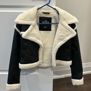 Hollister Leather Sherpa Jacket - XXS